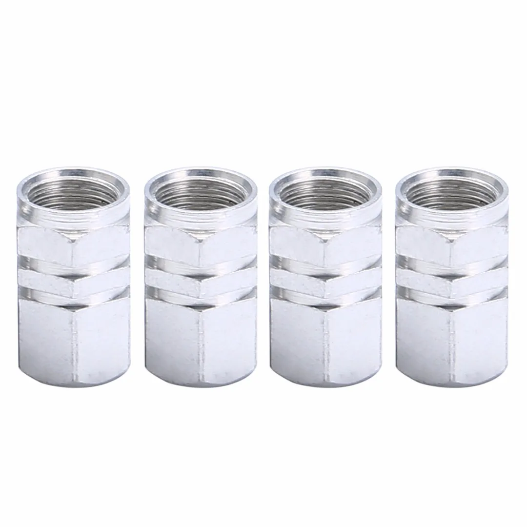 Mayitr 4pcs 16x10mm Universal Tire Valve Cap Silver Aluminum Car Wheel Tire Tyre Valve Air Stem Cover