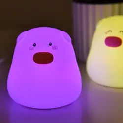 Красочный свинсветодиодный ья светодиодный USB дети животное ночник силиконовый мягкий мультфильм ребенок детская лампа дыхание