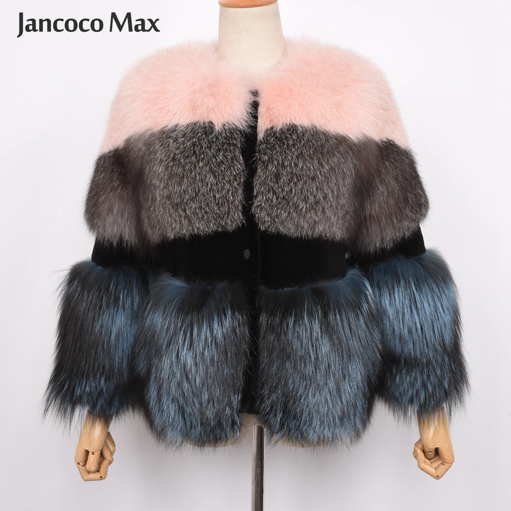 Fashion Style Women's Real Fox Fur Coat Winter Thick Warm Mix Color Natural Fur Jacket Top Quality 2019 New Arrival S7459