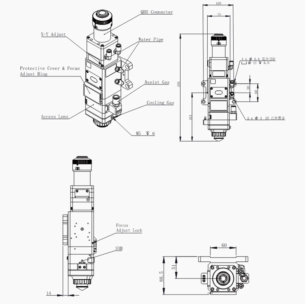 Raytools волоконная Лазерная режущая головка bt240s bt210 750 Вт 1500 Вт QBH волоконная лазерная машина запасные части