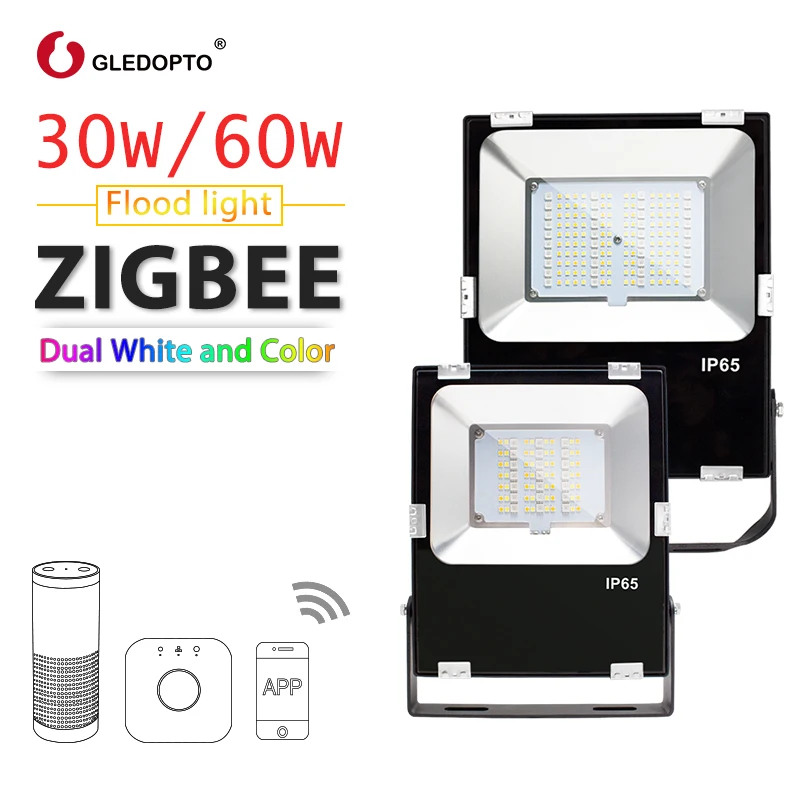 ZIGBEE smart led 30W floodlight 60W RGB+CCT outdoor light ip65 waterproof ZIGBEE light link AC110-240V AU EU US led echo plus ZIGBEE smart led 30W floodlight 60W RGB+CCT outdoor light ip65 waterproof ZIGBEE light link AC110-240V AU EU US led echo plus