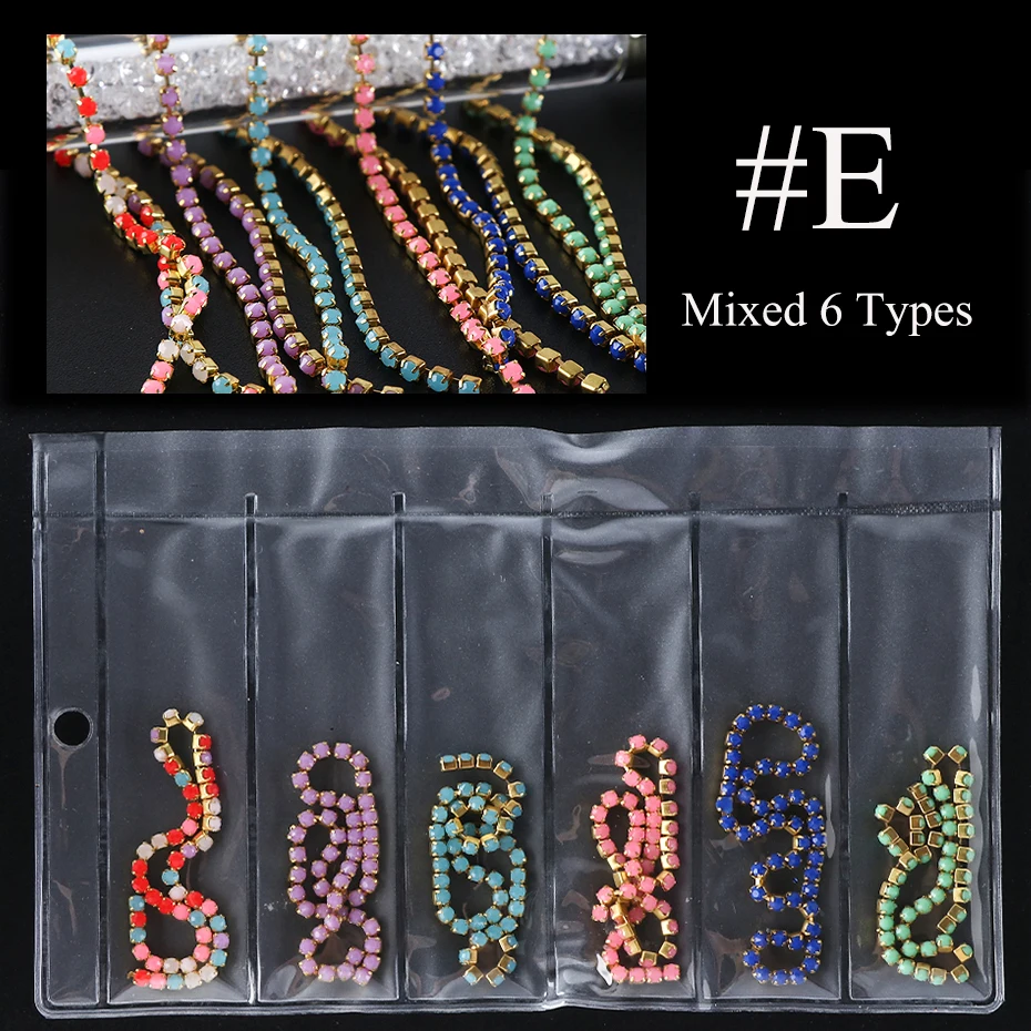 1pack Mixed Japanese Metal Chain Single Claw Nail Art Rhinetone DIY Charms Making Finding Jewelry Nail Decoration Manicure LE799