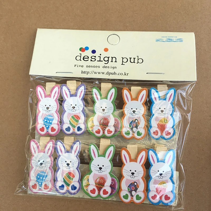 

10Pcs/lot DIY Photo Clips for Easter Wooden Handmade Cartoon Bunny Rabbit Wood Photo Clip Birthday Easter Decor Supplies 43DA