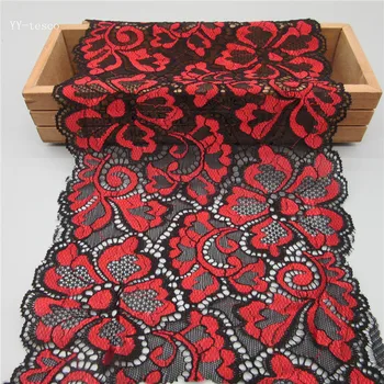 

10 Yards red elastic lace ribbon 18CM wide white lace trimmings for sewing accessories nigerian african lace fabric WeddingIY