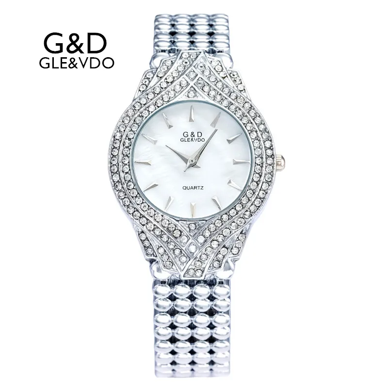 Xq037 G & D gle и VDO женские Часы серебряный браслет дамы Часы модные Повседневное Кварцевые наручные часы Relogio feminino