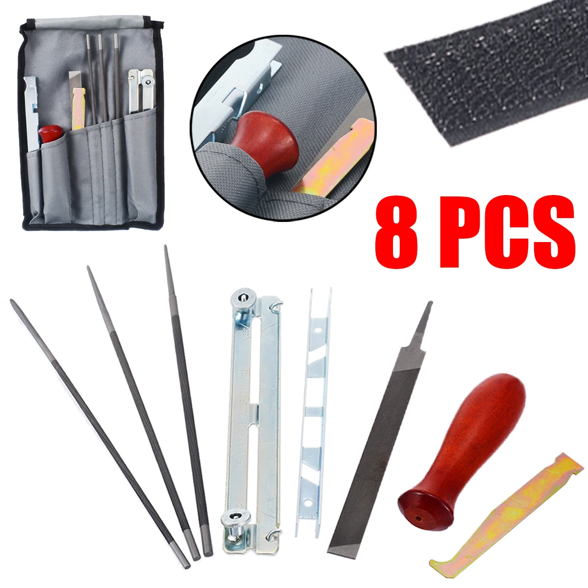 8PCS/lot Chain Saw Sharpening Kit Guide Bar File Instruction Chainsaw File Tool Set Garden Tool Part