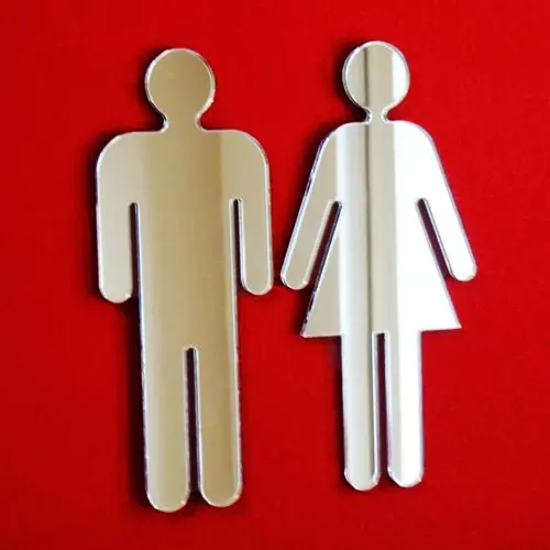 

12 cm Male & Female Toilet Door Signs - Silver Mirror available