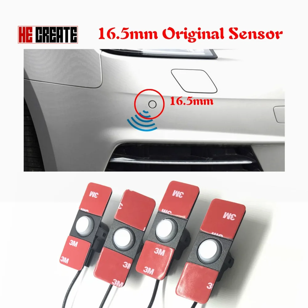 

HE CREATE 4pcs Original Flat Sensors 16mm Parking Sensor System Car Radar Auto Parktronic Assistance Black/white With Drill Bit