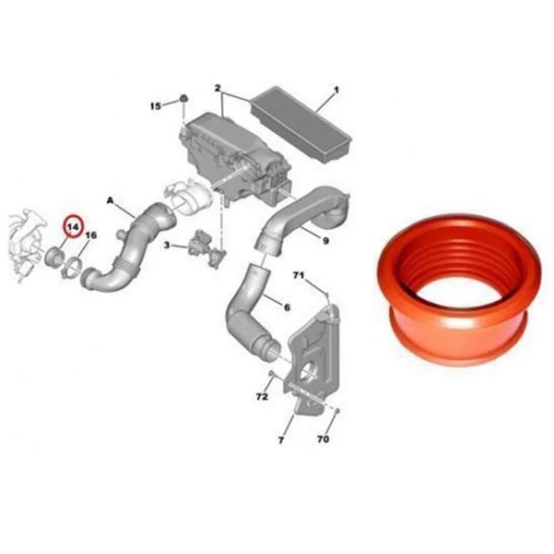 Новые автомобильные аксессуары, резиновый Универсальный турбо воздушный рукав для PEUGEOT 206 207 307 308 407 EXPERT PARTNER 1,6 HDI 1434C8