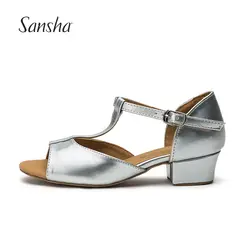 Sansha для бальных танцев Танго латины Сальса Обувь для танцев на низком каблуке обувь девочек и детей в соответствии с ноги длина BK13081PU