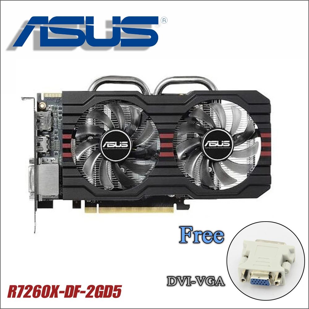 Б/у Asus R7260X-DF-2GD5 силовой кабель R7 260X2G DDR5 128Bit стационарного персонального компьютера Графика видеокарты R7260X R7 260 2GB GTX 750ti 750 1050