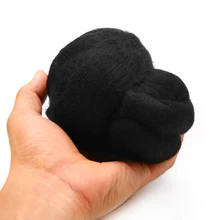 Hauts en laine teints noirs, 50g, fibre de laine pour feutrage à l'aiguille, Spinning à la main, bricolage, artisanat de couture