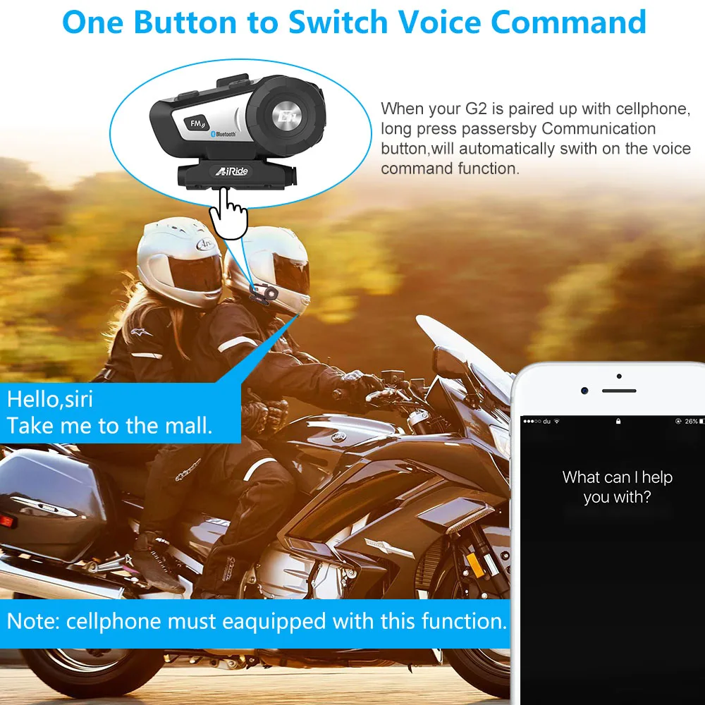2 шт. переговорное устройство для мотоциклетного шлема AiRide G2 Bluetooth 4 1 FM голосовых