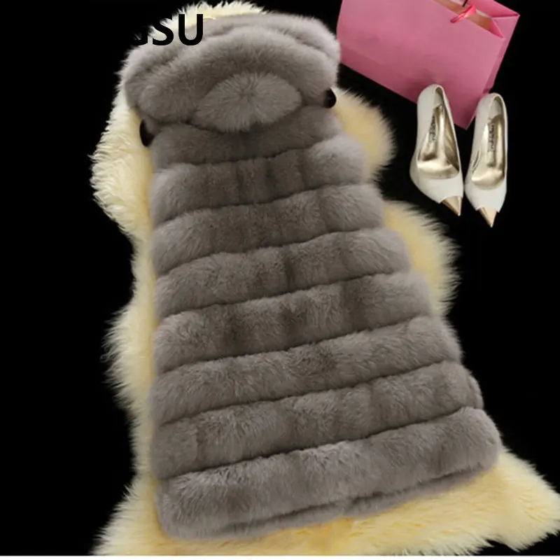 2018 European Station New Faux Fur Vest Women Whole Leather Longer Large Size S-6XL Section Fox Fur Vest Winter Overcoat Is1108 2018 European Station New Faux Fur Vest Women Whole Leather Longer Large Size S-6XL Section Fox Fur Vest Winter Overcoat Is1108
