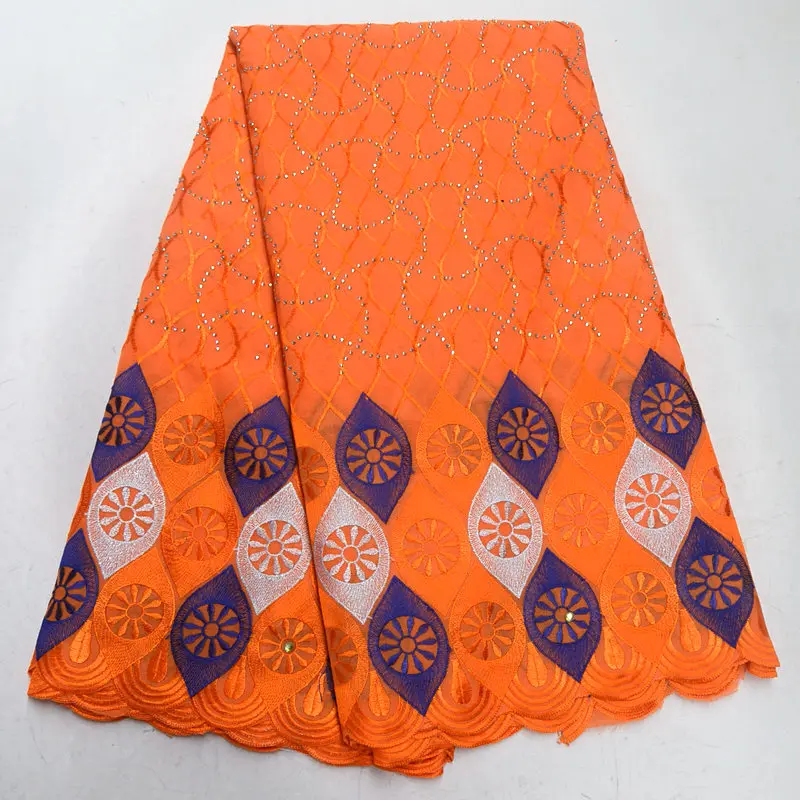 

Orange African Dry Lace Fabric 2019 High Quality Lace Swiss Voile Lace In Switzerland Cotton African Lace For Party Dress RG795