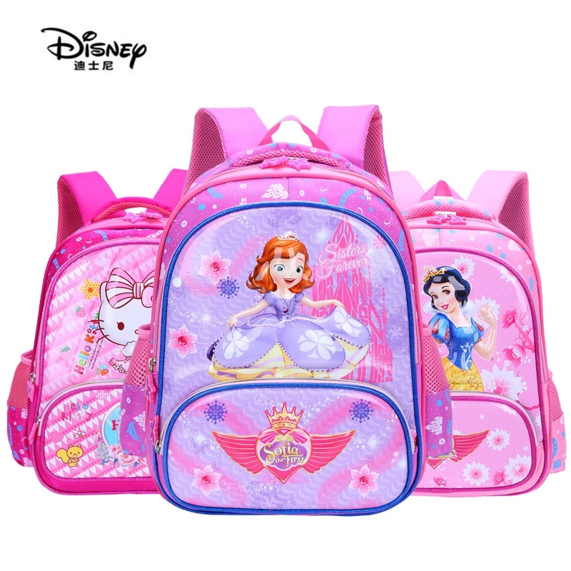 

Disney new boutique 1-3 grade primary schoolbags Children cute shoulders reduce waterproof cartoon princess frozen car backpack