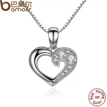 Bamoer romántico plata de ley 925 corazón de plata colgante de collar para las mujeres de buena calidad accesorios de joyería fina scn028