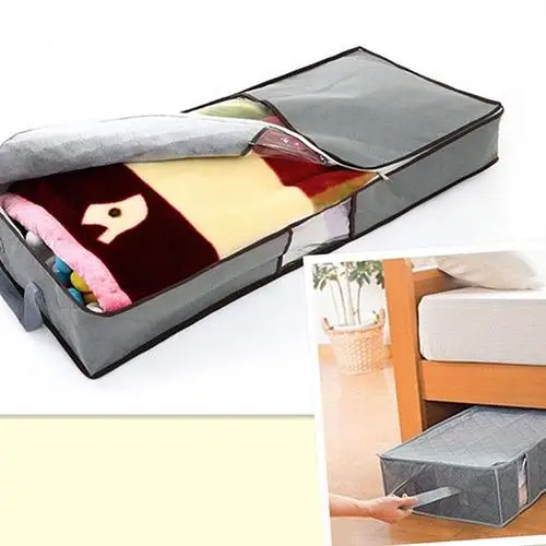 

HOT SALE! Zipped Clothes Duvet Clothing Pillow Under Bed Handle Storage Organizer Bag Foldable Storage Bags