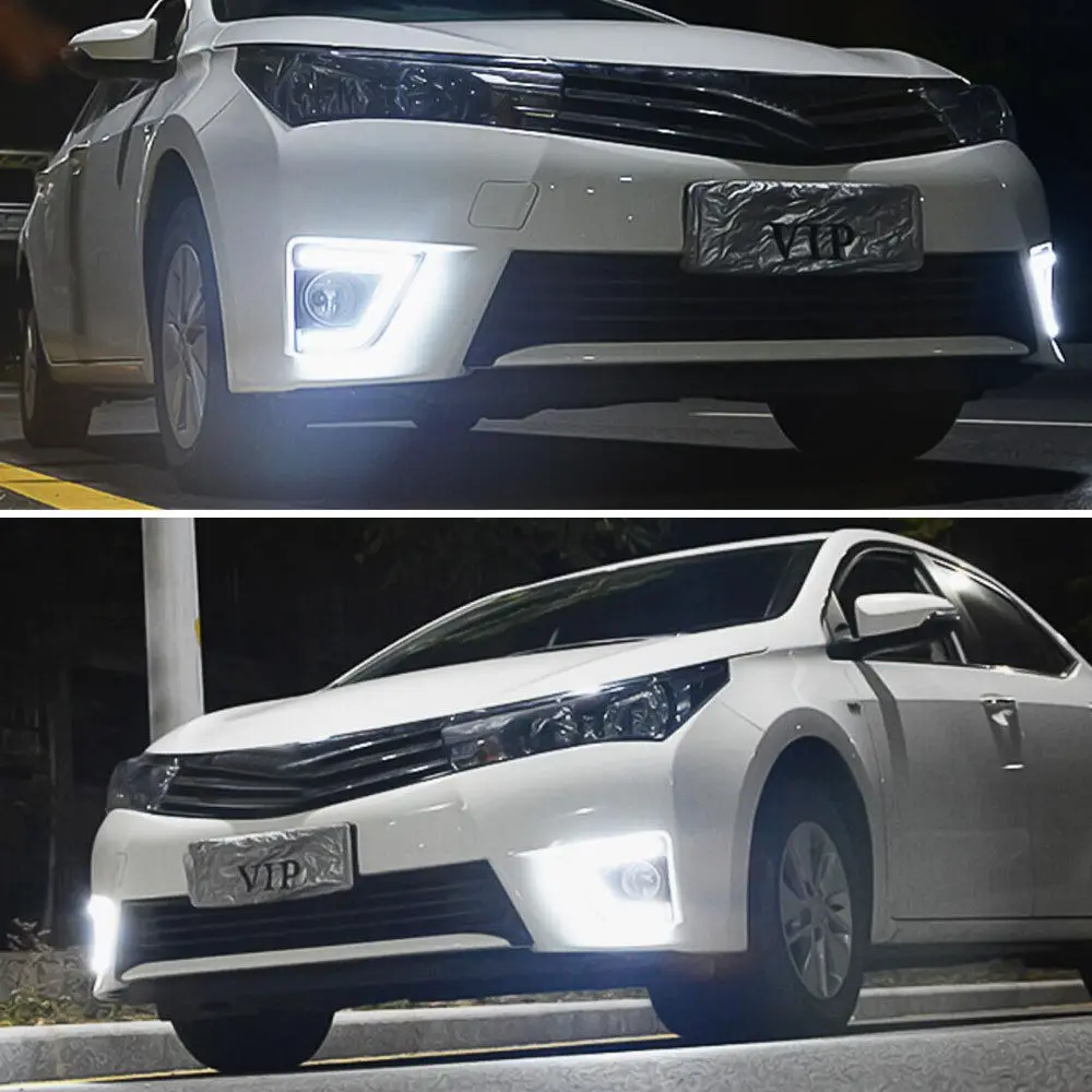 Pair White LED Daytime Running Lights DRL Fit For Corolla Fog Lamps