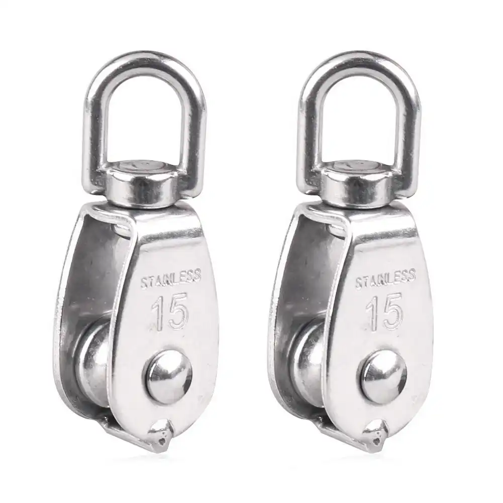 10Pcs 304 stainless steel M15 Pulley Steel Wire Pulley Swivel Hook
