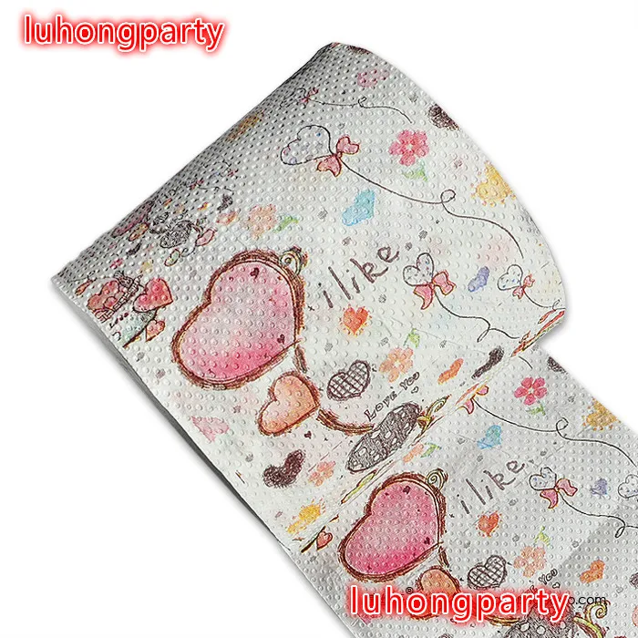 

2Packs 30m/pack cute love design Printed Paper Toilet Tissues Roll Toilet Paper Novelty Toilet Tissue Wholesale