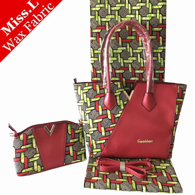 

MissL Fashion african wax bag sets,3 pieces/set woman's clutch bags match 6 yards wax hollandais african prints cotton fabric