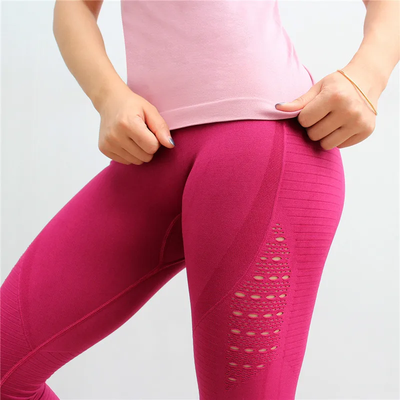 Цветные выдалбливают фитнес женские гибкие бесшовные Беговые тренировочные спортивные штаны