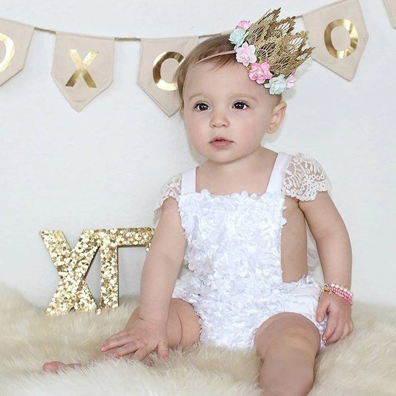 Emmababy однотонные белые боди для новорожденных девочек летние кружевные Rossette с