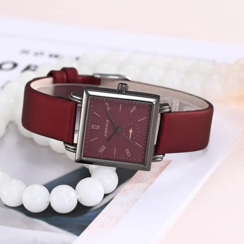 Женская мода кожаный ремешок аналоговые кварцевые квадратные наручные часы женские цифровые часы JA02 Прямая поставка