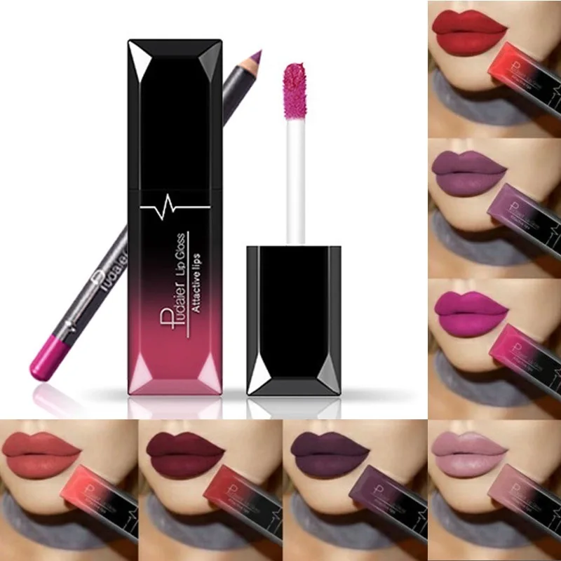 

Waterproof Matte Lip Gloss Liquid Lipstick Waterproof Lasting Non-stick Cup Lip Color Lip Lip Liner Lipstick Set