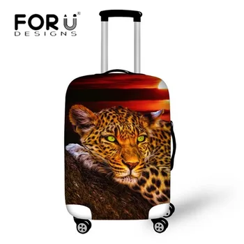 

FORUDESIGNS 3D Leopard Lion Tiger Print Luggage Cover Travel Suitcase Protective Covers for 18-30 Inch Cases Elastic Thick Cover