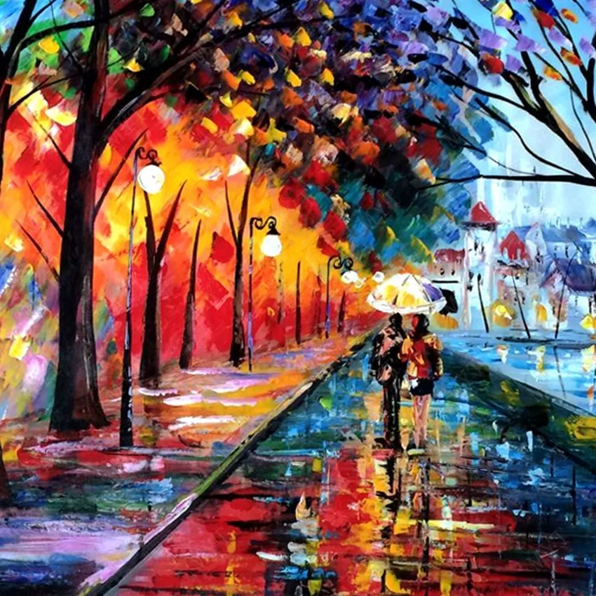 Pintura al óleo fácil pintura 100 pintado a mano calle noche paisaje  cuchillo oiil pintura reproducción China precio barato al por  mayor|painting reproduction|hand paintedoil painting - AliExpress