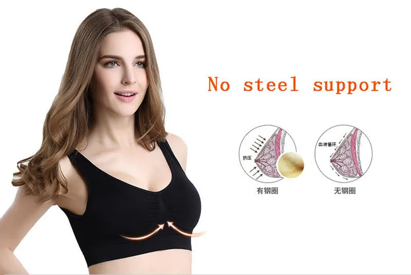 Women Girls Sports Bra Bras Large Sizes Good Top Female Breathable Push Up Seamless Underwear Brassiere Fitness Yoga Running (36)