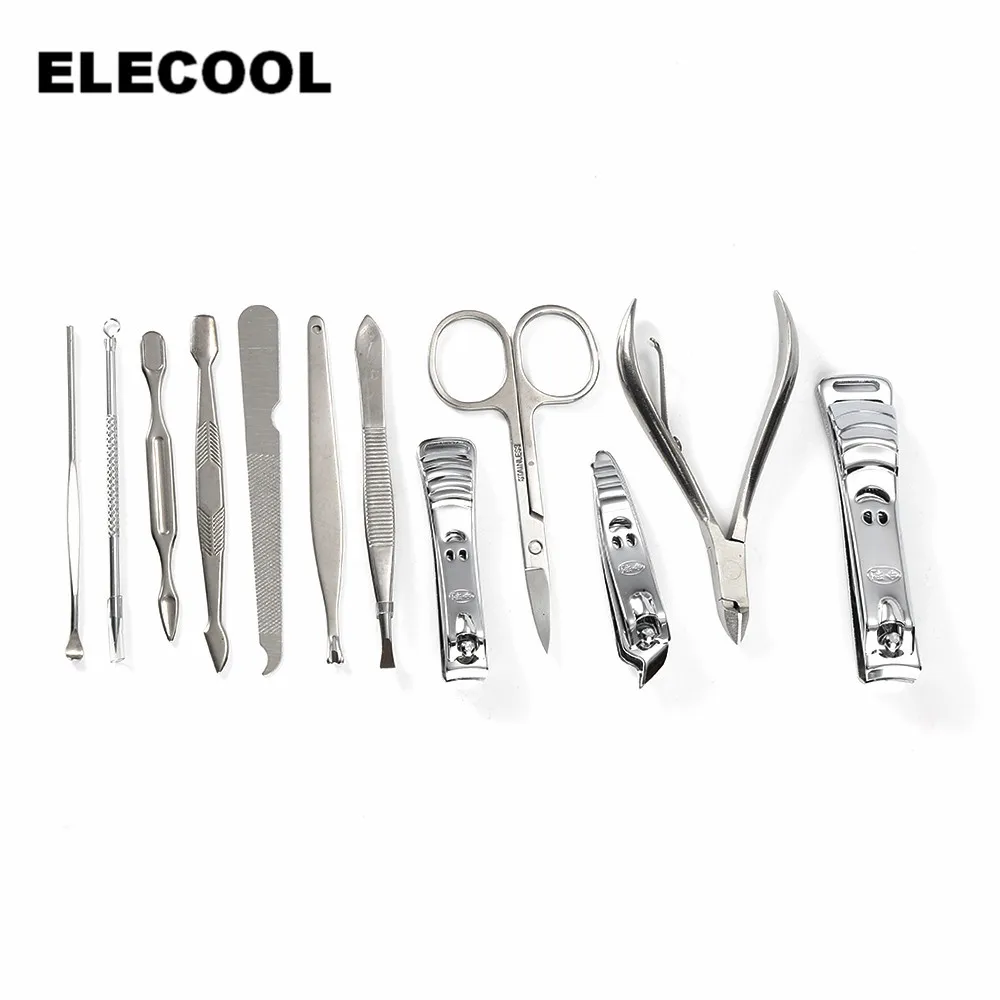 Jual ELECOOL 12 in 1 Stainless Steel Manicure Pedicure Set Perawatan Kuku Nail Kutikula Nipper Cutter Grooming Kit