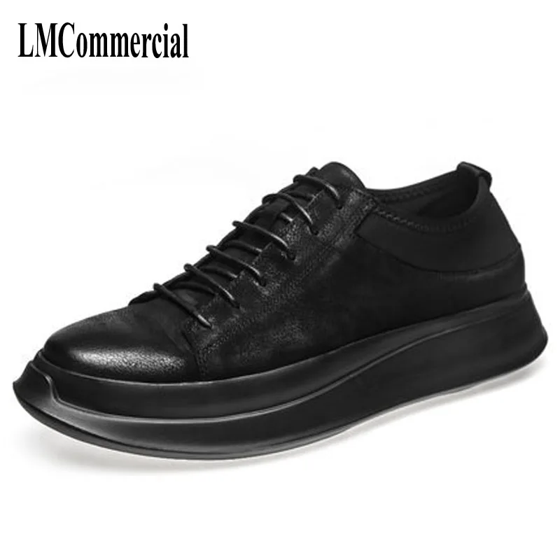 European Pro Korean Polo shoes soled casual shoes black small dirty shoes vintage leather shoes