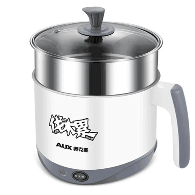 220V AUX Multifunctional Electric Cooker 2L Stainless Steel Inner Mini Multi Electric Hot Pot For School Student Office HX-12B18