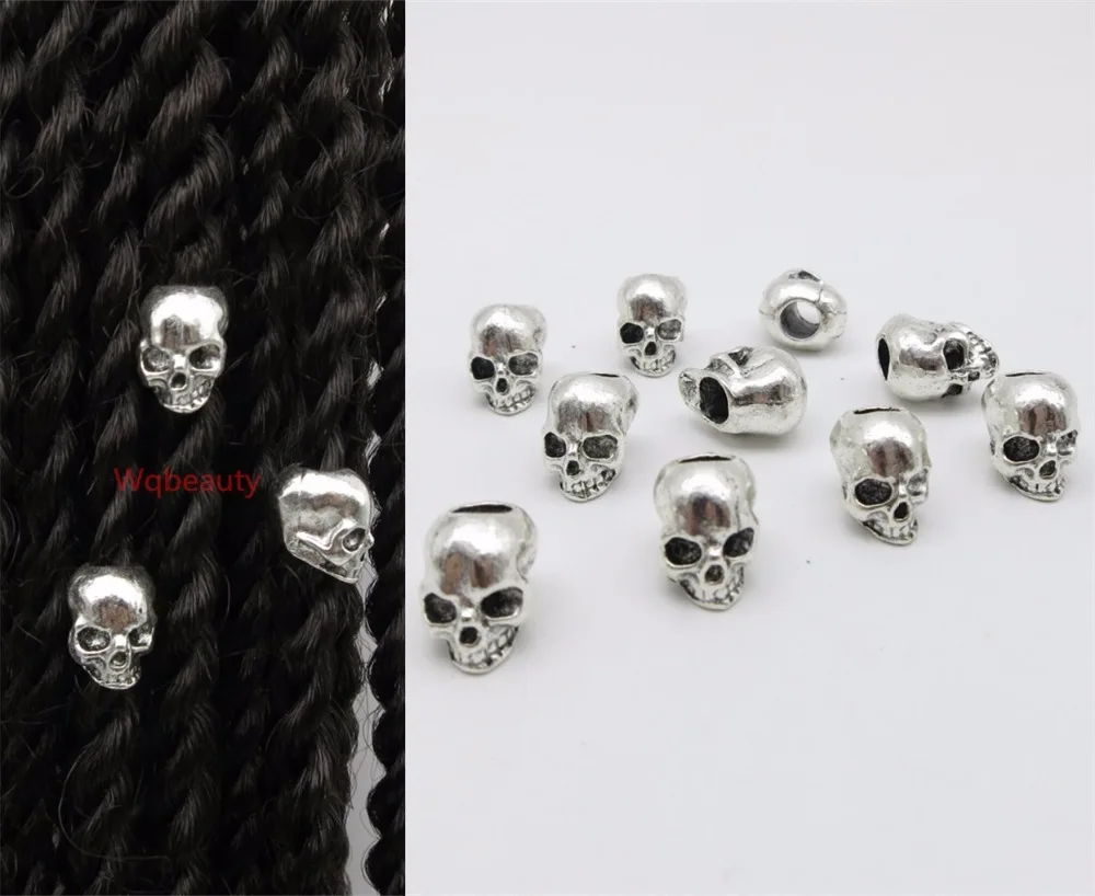 

Free shipping 10Pcs/Lot viking Tibetan silver hair braid dread beard dreadlock beads clips cuffs approx 5mm hole