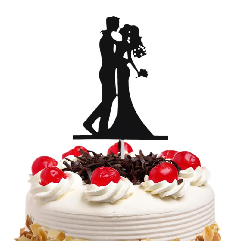 20pc/lot Cake Toppers Flags Black Mr & Mrs Kiss Love Kids Birthday Cupcake Topper Wedding Bride Groom Party Baking DIY Xmas