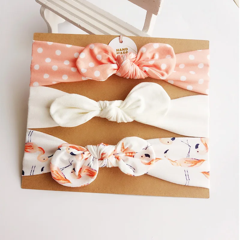

Newborn Headband Set 2019 New Arrivals Rabbit Ear Bow Hair Bands Headwear Kids Topknot Turbans Hair Bows Haar accessoires 3 Pcs