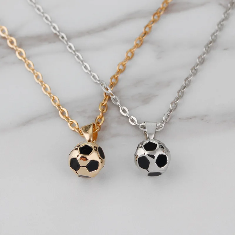 

New Soccer Necklaces Men Jewelry Gold silver Color Fitness Football Sport Pendant & Chain Fathers Day Gifts For Dad