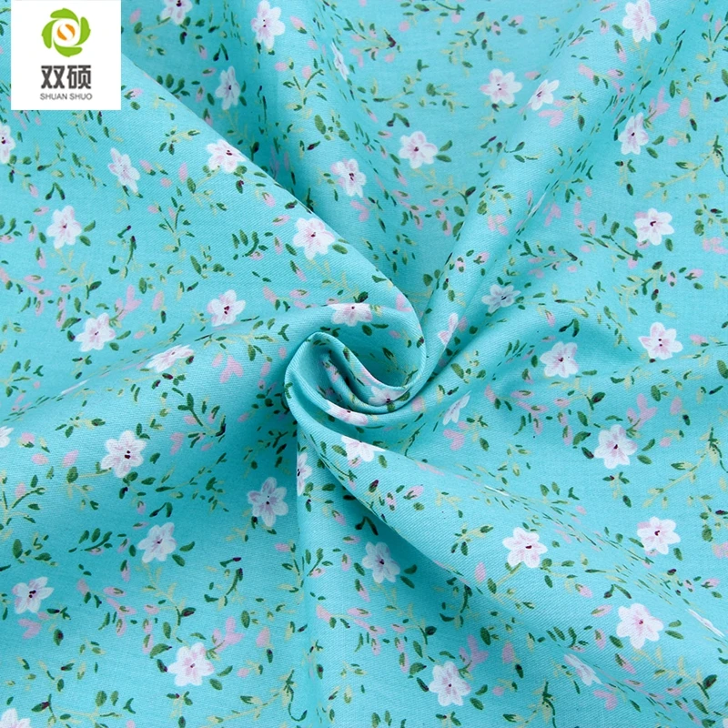 Bule Color Patchwork Cotton Fabric Fat Quaters Tilda Cloth Quilting Patchwork Fabrics For Sewing Doll Choth 4pcs/lots 40*50CM