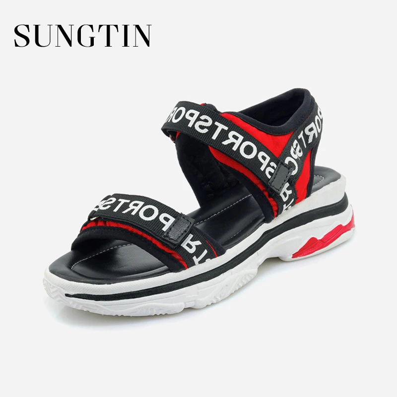 

Sungtin 2018 Summer Platform Sandals Women Casual Mesh Sneakers Shoes Girl Open Toe Flat Beach Sandals New Design Plus Size 43
