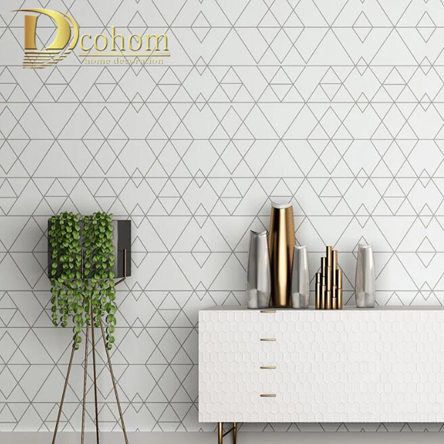 

Black White Simple Pattern Graphic Trellis Wallpaper Diamond Geometrics Wall Cover Paper Lattice Wall Decals For TV Background