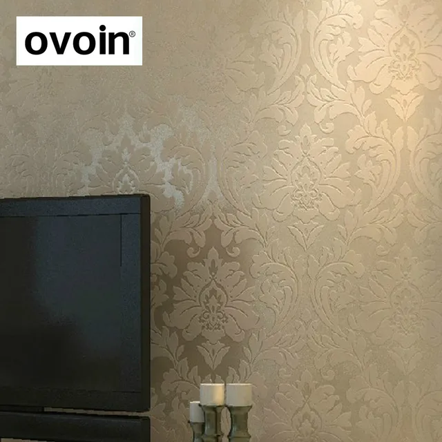 Europäische Damast Muster Beige Tapete Für Wohnzimmer Wand dekor ... Europäische Damast Muster Beige Tapete Für Wohnzimmer Wand dekor ...
