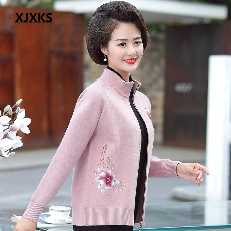XJXKS новая осенняя и зимняя повседневная женская куртка кардиган пальто на молнии женские свитера Повседневный женский свитер с длинным рукавом - Цвет: Pink