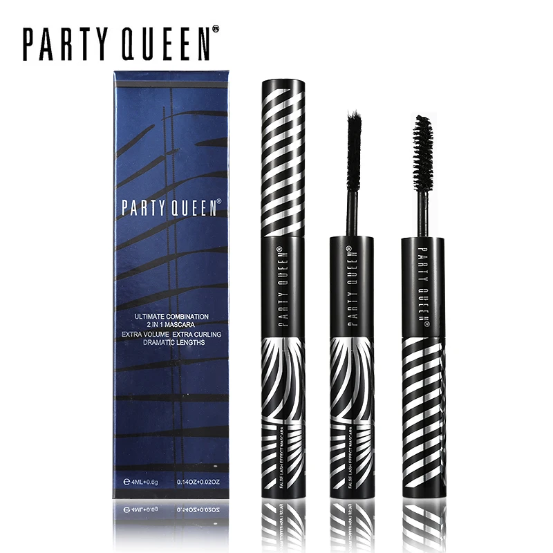 Вечерние queen combination 2 в 1 Тушь для ресниц Удлиняющая Объем густая гелевая тушь + 3D