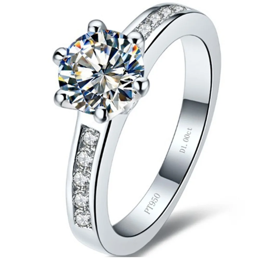 

Wholesale Brand Ring 1CT Synthetic Diamonds Ring Solid Sterling Silver Women 925 Ring Engagement Women Prongs Anniversary Ring