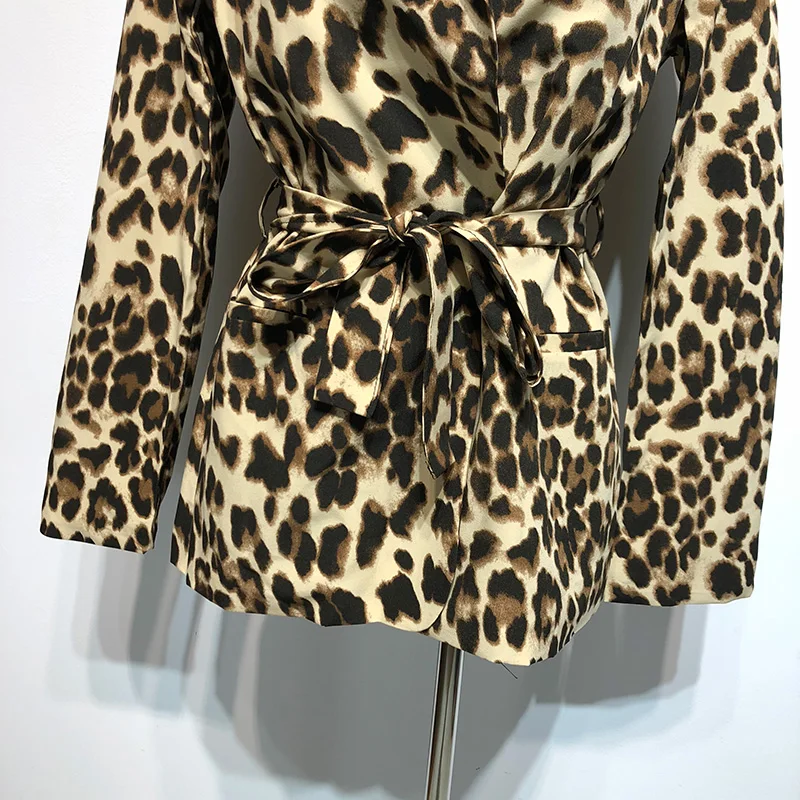 Весна и осень свободный Леопардовый костюм куртка с длинными рукавами женские пиджаки пальто