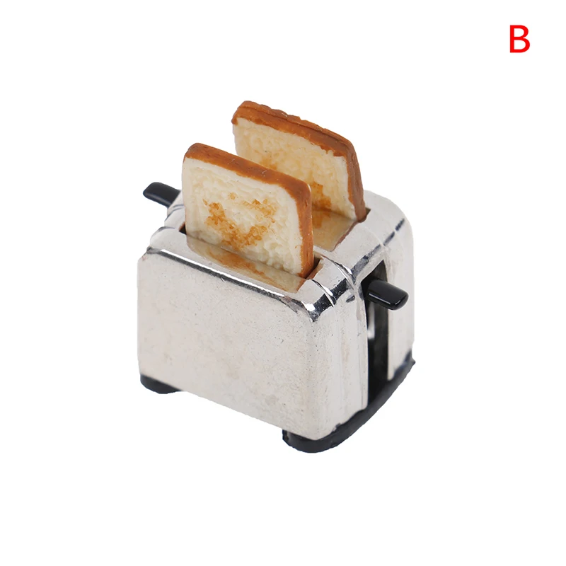 Cute Mini Doll house Miniature Bread Slicer Toaster with 2pcs Bread 1/12 food for Doll Pretend Play Kids Kitchen Toy Accessories