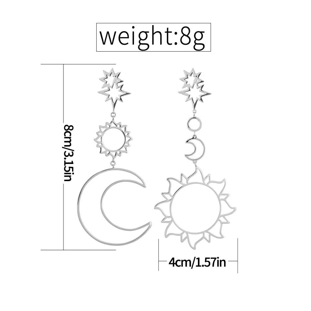 Новинка, золотые/серебряные Роскошные модные женские богемные серьги в форме звезды, солнца, луны, полые серьги для дам, подарки, металлический сплав, винтажное ювелирное изделие для женщин